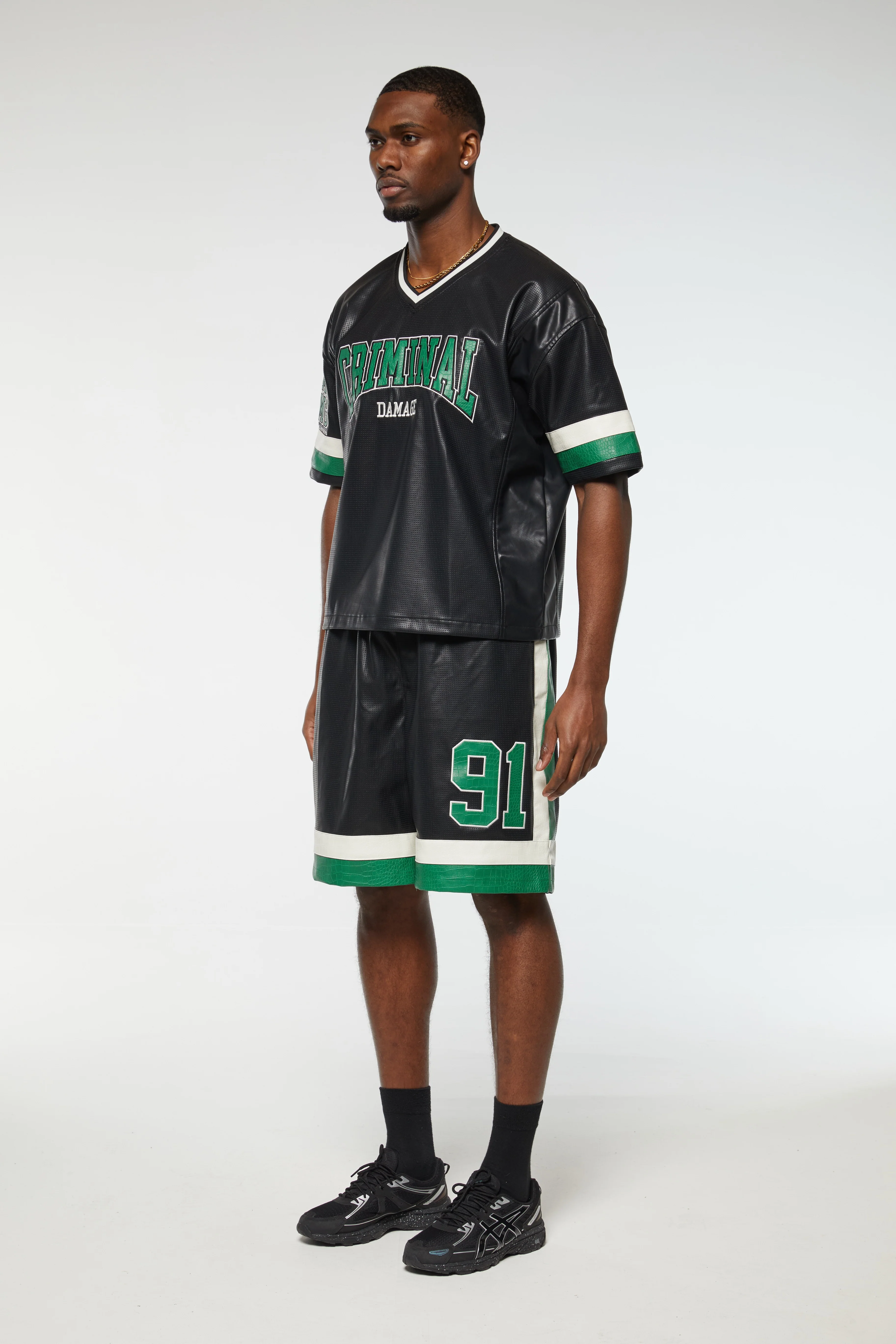 STADIUM LEATHER V NECK TOP - Image 4